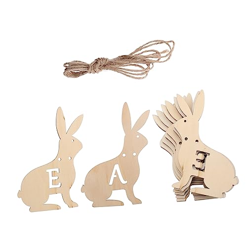 Uonlytech 1 Stück Osterhase Kaninchen Ammer Oh Ornamente erste Festliche Anhänger Holzanhänger Ostern Osteranhänger aus Holz Osterschmuck Hase aus Holz hölzern von Uonlytech