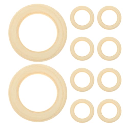 Uonlytech 10 Holz-Bastelringe: Unbehandelte Naturholzringe zum Basteln – 10 cm große Holzkreise für die Herstellung von DIY-Schmuck und Makramee-Blumenkränzen von Uonlytech
