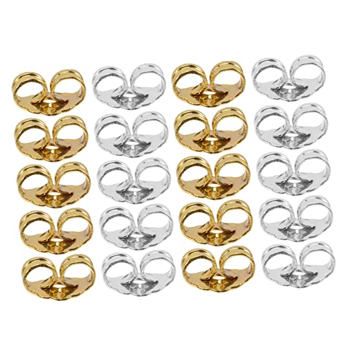 Uonlytech 10 Paare Hypoallergene Ohrstecker Verschlüsse Silber Weißgold und Gold Langlebige Ersatz Ohrringrückseiten für Frauen Sicherer Halt für Schmuckherstellung und Reparatur von Uonlytech