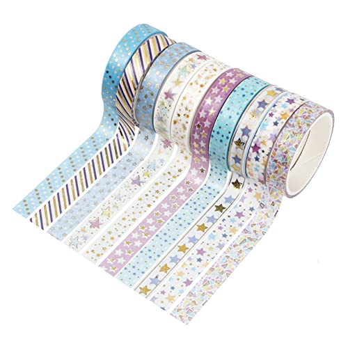 Uonlytech 10 Rollen Goldstempelbandset Sammelalbum Stempeln dekorativ Pastell Heißprägeband Klebeband selber machen Washi Tape abkleben selbstklebendes Washi-Tape Band für Tagebuch Papier von Uonlytech