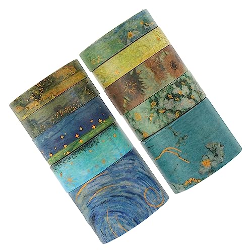 Uonlytech 10 Rollen Goldstempelkleberaufkleber Sammelalbum Pastell Band Verpackung metallisch dekorative Washi-Klebebänder Scrapbooking Washi Tape Scrapbook -Aufkleber Papier von Uonlytech