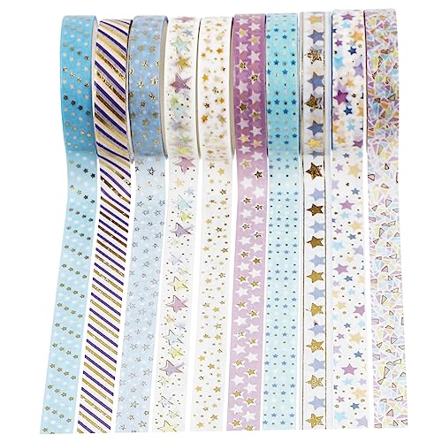 Uonlytech 10 Rollen Washi Tape Set Dekoratives Klebeband mit Goldfolie für Scrapbooking Journaling und DIY Projekte Romantische Muster Leicht und Tragbar für Kreative Bastelideen von Uonlytech