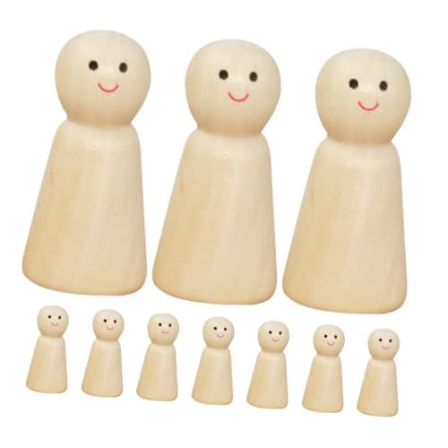 Uonlytech 10 Stück Farbige Kleine Holzmann Puppen Aus Holz DIY Bastelsets Unlackierte Holzscheiben Holzstiftpuppen Zum Basteln Holzrohlinge Zum Basteln Malen Roboter Minifigur Beige von Uonlytech
