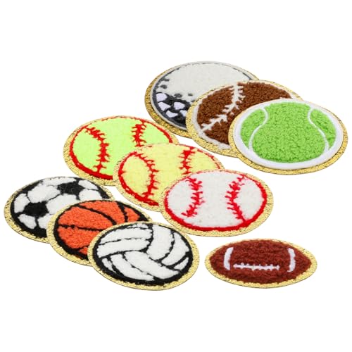 Uonlytech 10 Stück Fußball-Stickpatch aufnäher für jacken Fußball Patch Eisen auf Patch Aufbügeln Patch Bügelbild für Kleidung Flecken Rucksäcke nähen Baseball-Patch Sport-Patches Chenille von Uonlytech