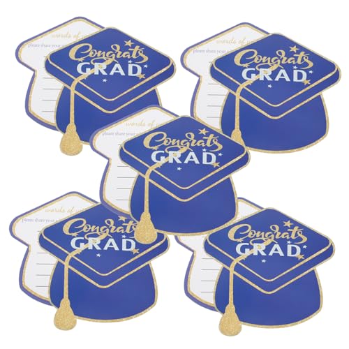 Uonlytech 10 Stück Graduierungshutkarte Dampf Handgefertigt Leerzeichen Hoch Karteikarten Grüße Und Glücklich Stichwort Abschiedskarte Schule Post Einladung Kartenrohlinge Mütter Papier Blau von Uonlytech