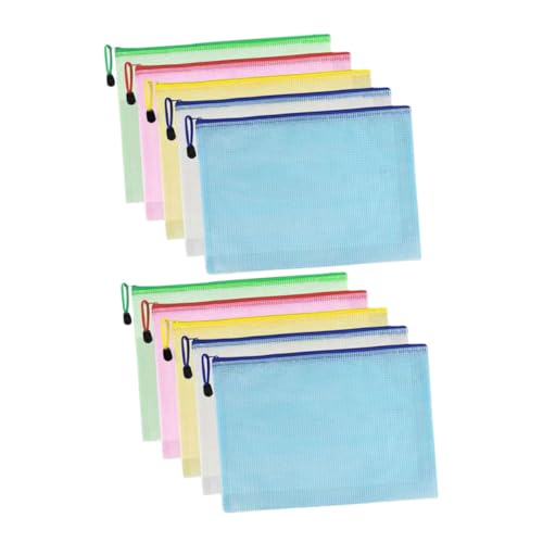 Uonlytech 10 Stück Informationstasche Dokumente Organisator Reißverschlusstaschen für das Klassenzimmer Bleistiftbeutel mit Reißverschluss Federmäppchen kunststoff PVC von Uonlytech