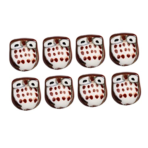 Uonlytech 10 Stück Katzenkopf Eulen Keramikperlen Diy Lose Perlen für Schmuckzubehör Kreative Bastelideen Farbenfrohe Ornamente Kaffee von Uonlytech