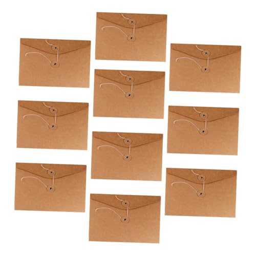 Uonlytech 10 Stück Kraftpapier Dokumententaschen mit Schnurverschluss Stabile Dicke Papierumschläge Praktische Aktenhüllen für Büro und Zuhause Retro Stil Vielseitige Aufbewahrungslösung von Uonlytech