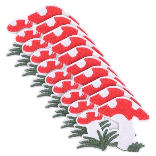 Uonlytech 10 Stück Pilz-Patch DIY-Reparatur-Patches Eisenflecken Hausapplikation Stickflicken aufbügeln zarte Fellflecken DIY-Patches Applikationsflicken aufnähen Polyester von Uonlytech