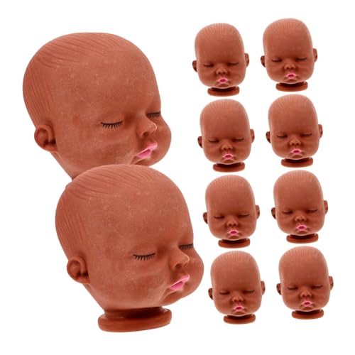 Uonlytech 10 Stück Puppenkopfzubehör Unser Zubehör Für Babypuppen Mini Häkeln Puppenzubehör Teile Schlüsselanhänger DIY Puppenköpfe DIY Puppe Kleine Köpfe Puppenkopf Reparieren Kaffee Vinyl von Uonlytech
