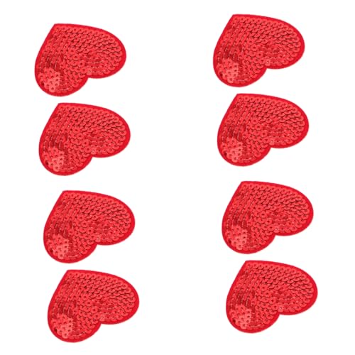 Uonlytech 10 Stück Stickaufkleber Glitzer-Herz-Patch individuelle Aufnäher gestickt stoff aufnäher Stoff-Patches Paillettenstoff für Applikationen Stoffaufkleber für Kleidung Polyester rot von Uonlytech