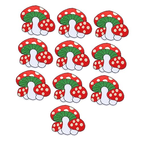 Uonlytech 10 Stück Teiliges Bestickte Pilz Aufnäher zum Aufnähen und Aufbügeln Kreative Diy Applikationen für Kleidung Taschen Jacken Langlebige Patch Sticker Kleidung Zubehör von Uonlytech