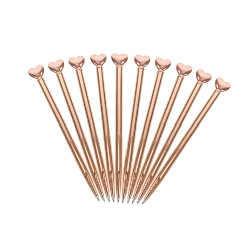 Uonlytech 10 Stück Teiliges Roségold Herz Kugelschreiber Nachfüllbare Metall Stifte mit Mittlerer Spitze Design für Valentinstag Hochzeit Büro und Alltag Stilvolle Kreative Schreibgeräte von Uonlytech