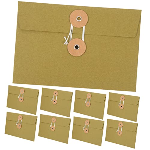 Uonlytech 10 Stück Vintage Papierumschläge Kreative Aufbewahrung für Postkarten und Dokumente Robuste Kraftpapier Ordner mit Schnurverschluss für Schule und Büro von Uonlytech