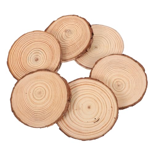 Uonlytech 10 Stück runde Holzspäne hochzeit dekoration Kreisornamente aus Holz zum Basteln Holzornamente Holzscheiben zum Basteln Holzscheiben für Verzierungen Holzringe Kiefernholz Brown von Uonlytech