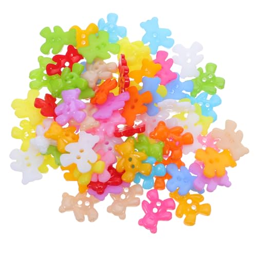 Uonlytech 100 Stück Bärenknöpfe Bunt Flache Kunststoffknöpfe Bärform für Diy Kleidung Nähen Scrapbooking Basteln Malen Kreative Verzierung für Bekleidung und Handarbeiten von Uonlytech