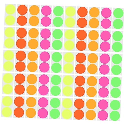 Uonlytech 100 Stück Bunte Selbstklebende Runde Aufkleber Fluoreszierende Punkte für DIY Dekoration Slogan und Markierung Einfach Abziehbar und Rückstandsfrei für Partys und Projekte von Uonlytech