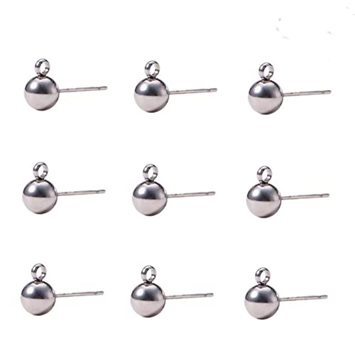 Uonlytech 100 Stück DIY Ohrstecker Silberstecker Rundkugel Ohrschmuck Zubehör Langlebig für Damen Schmuckherstellung und Ohrdekoration von Uonlytech
