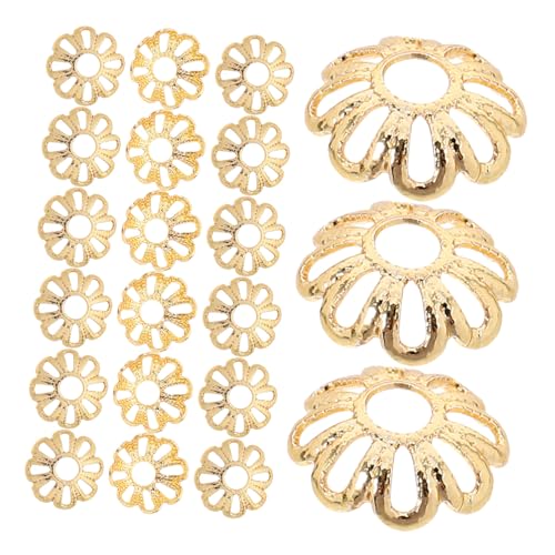 Uonlytech 100 Stück Endkappen für Schmuck Perlenkappen Glockenperlenkappe aus Messing Perlenkappe aus Edelstahl Halskette Ketten Masse Edelstahlperlen Kupfer Golden von Uonlytech