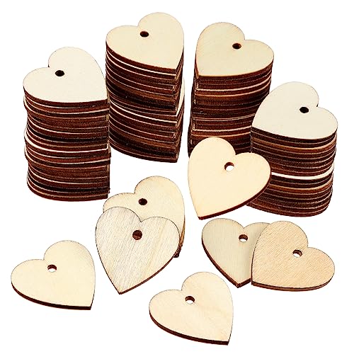 Uonlytech 100 Stück Holzherzen mit Hanfschnur Naturbelassene Holzscheiben zum Basteln Diy Geschenkanhänger Hochzeitsdeko Runde Kleine Holzstücke für Kreative Handwerksprojekte von Uonlytech