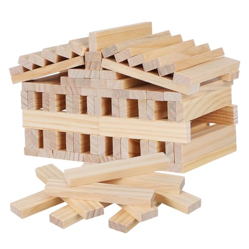 Uonlytech 100 Stück Holzstäbe Glatte Holzleisten für Bauen und Basteln Montessori Holzbausteine für Erwachsene Fördert Koordination und Fantasievolles von Uonlytech