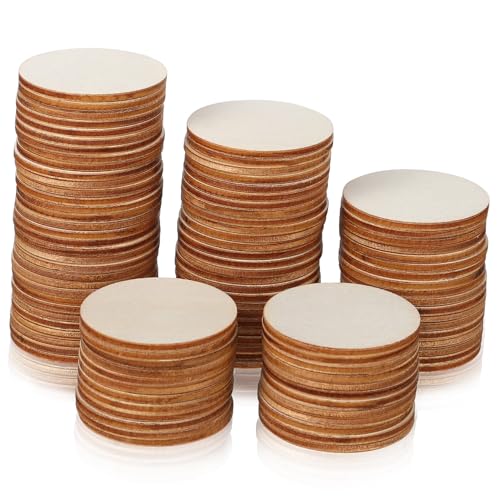 Uonlytech 100 Stück Runde Holzscheiben Unfinished Blank Holzscheiben Dünne Naturholzscheiben Für DIY Basteln Malen Partydeko Anhänger von Uonlytech