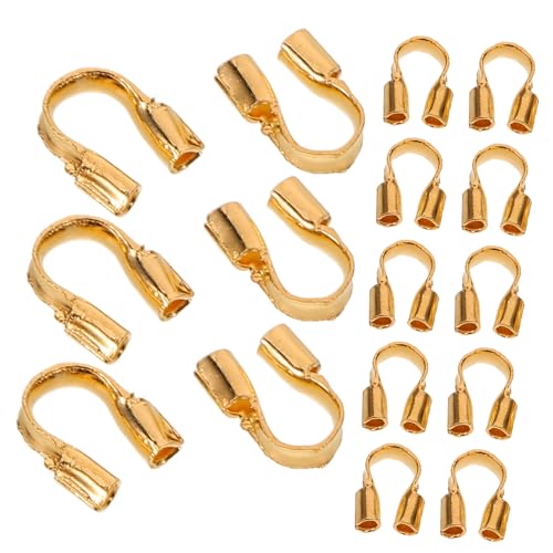 Uonlytech 100 Stück Schmuckzubehör Schleife Schutz Draht für Schlüssel Armbinde bastelmaterial halsketten perlen schmuckwerkzeuge Zubehör zur Schmuckherstellung DIY zubehör Kupfer Golden von Uonlytech