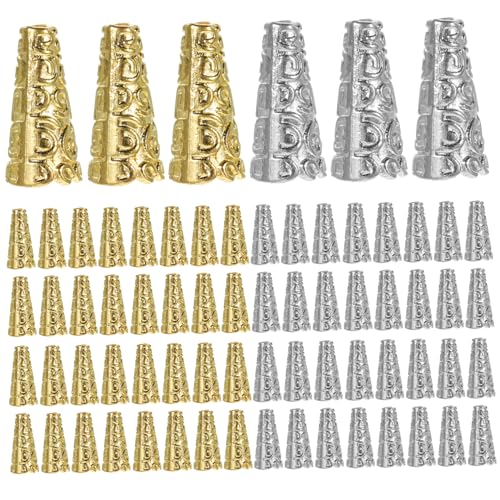Uonlytech 100 Stück Teiliges Schmuckzubehör Tassel Endkappen aus Metall für DIY Quasten Ersatz Kordelenden Vintage Stil Geeignet für Ohrringe Anhänger Basteln und Schmuckherstellung von Uonlytech