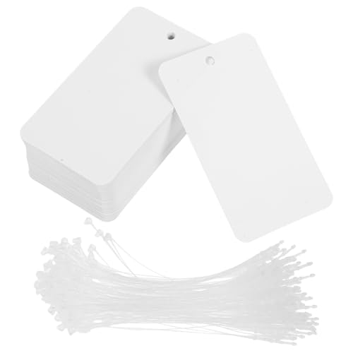 Uonlytech 100 Stück Weiße PVC Etiketten mit Lanyard Wasserdichte Anhänger für Kennzeichnung Id Karten und Dekoration Vielseitig Einsetzbar für Heimgebrauch und Schmuckpräsentation von Uonlytech