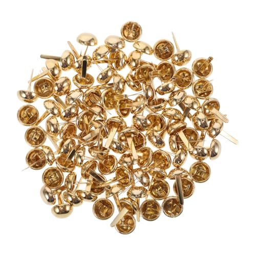 Uonlytech 100 Stück Zweibeiniger Pilznagel Scrapbooking-Pins Nägel Verschluss Stiftnadeln Mini Befestigungselemente Brads-Papierbefestigungen Brads-Clips Splinte Eisen Golden von Uonlytech