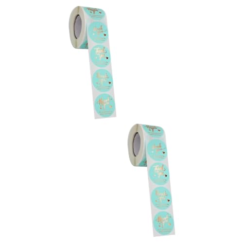 Uonlytech 1000 Stück seidenband ribbon birthday label buisiness transportbox Etikett schwarzes Band Danke, runder Aufkleber Danke Aufkleber DIY aufkleber Kraftpapier Blue von Uonlytech