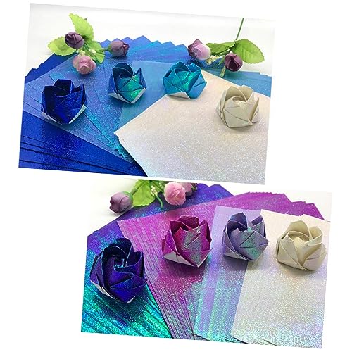 Uonlytech 100Stücke Glänzendes Faltpapier DIY Handwerkspapier für Origami und Bastelprojekte Farben von Uonlytech