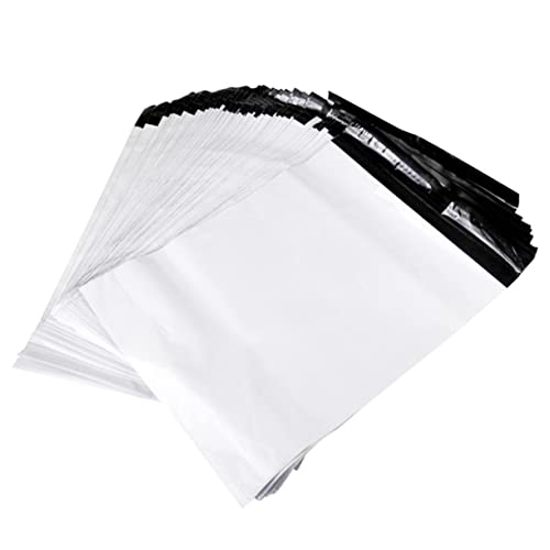 Uonlytech 100Stücke Verdickte Kunststoff Postbeutel Weiß Selbstklebende Versandtaschen für Sichere und Staubdicht für Pakete und Online Versand von Uonlytech