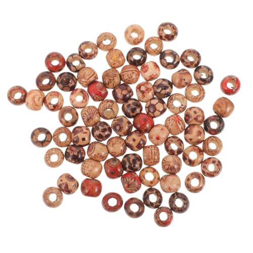 Uonlytech 100Stücke Vintage Holzperlen Runde Massivholzperlen für DIY Schmuckherstellung Gemischtes Set für Armbänder und Kreative Bastelprojekte von Uonlytech