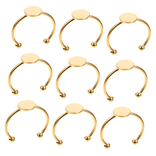 Uonlytech 10Stücke Einstellbare Ringrohlinge DIY Schmuckbasis für Einzigartige Ringe Verstellbare Lünette für Schmuckgestaltung Goldfarben von Uonlytech