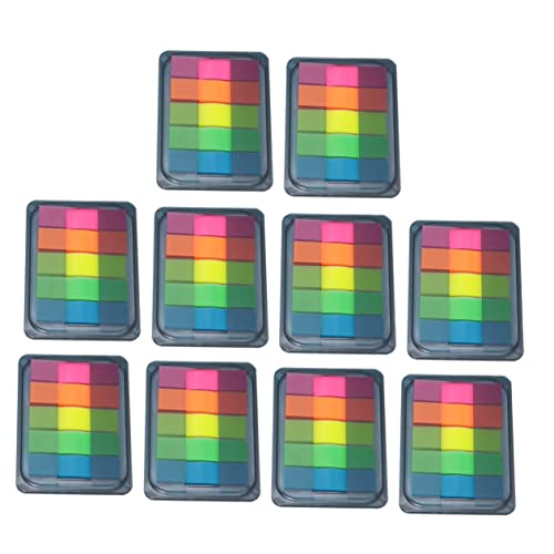Uonlytech 10Stücke Indexetiketten Aufkleber Fluoreszierende Haftnotizen Selbstklebende Notizblätter für Büro und Schule Transparentes Design für Effektives Organisieren und Farbkodieren von Uonlytech