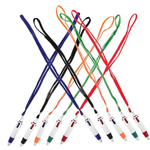 Uonlytech 10Stücke Lanyard Kugelschreiber Mehrfarbige Stifte Für Studenten Und Büro Einziehbare Stifte Mit Nackengurt Für Kreative Anwendungen von Uonlytech