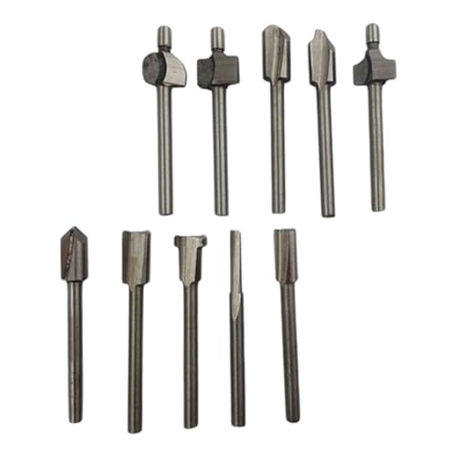 Uonlytech 10Stücke Teiliges Fräser für Rotationswerkzeug Silber Hochgeschwindigkeitsstahl Router Bits für Präzises Schneiden und Fräsen Holzbearbeitung von Uonlytech
