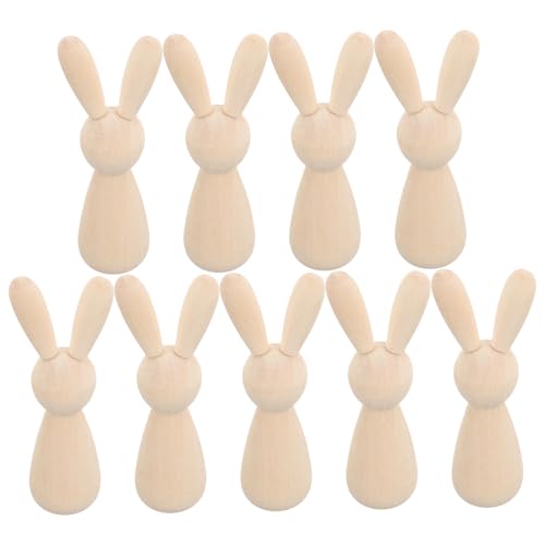 Uonlytech 10Stücke Unbemalte Holz Peg Puppen Mit Kaninchenfiguren Für DIY Bastelprojekte Unvollendete Holzfiguren Zum Bemalen Und Dekorieren Für Gestaltung von Uonlytech