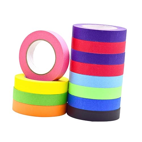 Uonlytech 12 Rollen Bunte Masking Tape Klebeband für Kunstprojekte Diy und Bastelarbeiten für Beschriftung und Farbcodierte Sammlungen von Uonlytech