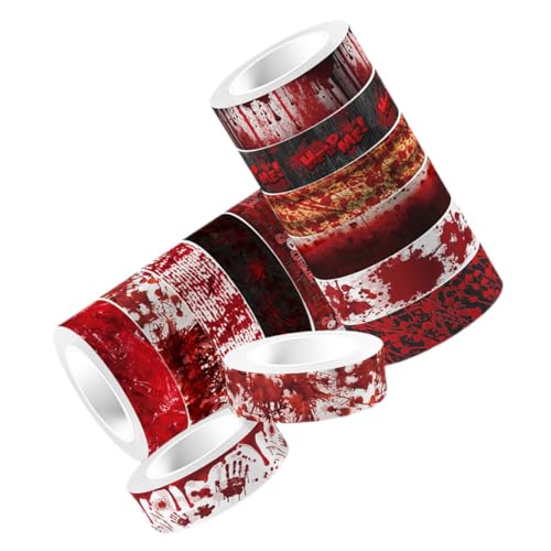 Uonlytech 12 Rollen Teiliges Halloween Washi Tape mit Blutigen Handmotiven Transparentes Vielseitiges Klebeband für Scrapbooking Geschenkverpackung und DIY Bastelprojekte für Kreative von Uonlytech