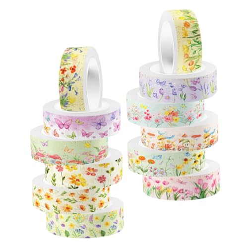 Uonlytech 12 Rollen Transparentes Washi-Tape dekorative Bänder für Sammelalben Washi-Tape-Scrapbooking Scrapbook liefert Washi Tape Washi-Tape süß Washi-Tape-Dekoration Aufkleber von Uonlytech