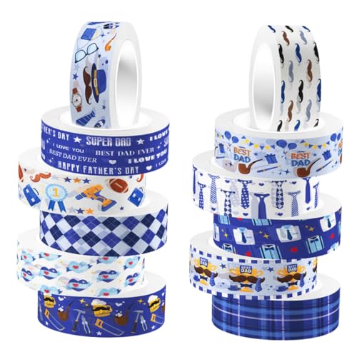 Uonlytech 12 Rollen Transparentes Washi Tape für Bastelarbeiten zum Vatertag Dekoratives Klebeband für Journaling Scrapbooking und Geschenkverpackung Diy Zubehör von Uonlytech