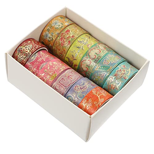 Uonlytech 12 Rollen Vintage Wasabi Klebebänder mit Goldverzierung für Scrapbooking und Diy Dekorative Klebebänder für Notizbücher und Handarbeit von Uonlytech