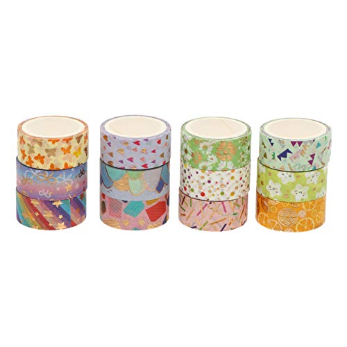 Uonlytech 12 Rollen Washi Tape Set Dekorative Masking Tapes Handreißbare Klebebänder für Scrapbook Tagebuch Diy Dekoration für Kalender und Geschenkanhänger von Uonlytech