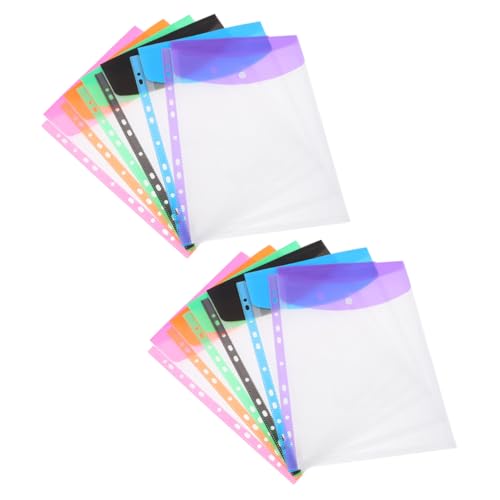 Uonlytech 12 Stück Bunte Taschen Für Lose Blätter Aktenaufbewahrungstaschen Kartenaufbewahrungstaschen Aktentaschen Druckknopf Ordnertaschen Tragbare Druckknopf Ordner Aktenhalter von Uonlytech