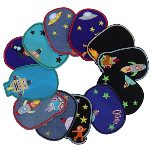 Uonlytech 12 Stück Cartoon-stoffaufkleber Genäht Karikatur Applikationen Bestickt Gestickte Aufnäher Patch Aufnähen Stickereiflecken Ellenbogen-patches Kleidung Jacken-patch Polyester von Uonlytech
