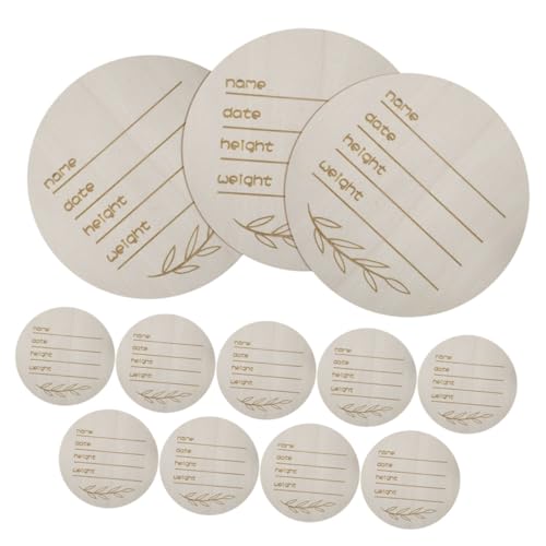 Uonlytech 12 Stück -Plakette Namensschild aus Holz Ankündigungsschild für Babynamen Kindergarten Namensschilder für Babys Neugeborenes Babyname Board Geburtsanzeige für Babys Khaki von Uonlytech