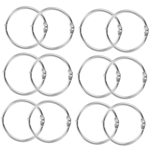 Uonlytech 12 Stück Ringe für Scrapbook Ringordner für lose Blätter klingeln für Tab Schlüssel Bindering Büro notizbuch Clipringe praktische Buchringe Runde Ringe für Notizblock Metall Silber von Uonlytech
