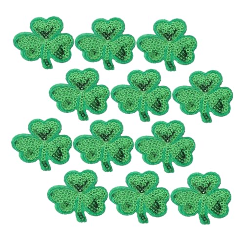 Uonlytech 12 Stück Teiliges Shamrock Bügelbild Bestickte Aufnäher für Kleidung DIY Reparatur Patches Austauschbare Eisen Flicken für Jacken Rucksäcke und Textilien Farbenfrohe Applikationen von Uonlytech